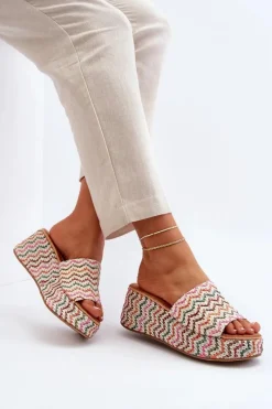 Sale Boto Damskie Klapki Na Koturnie Białe Vanarila