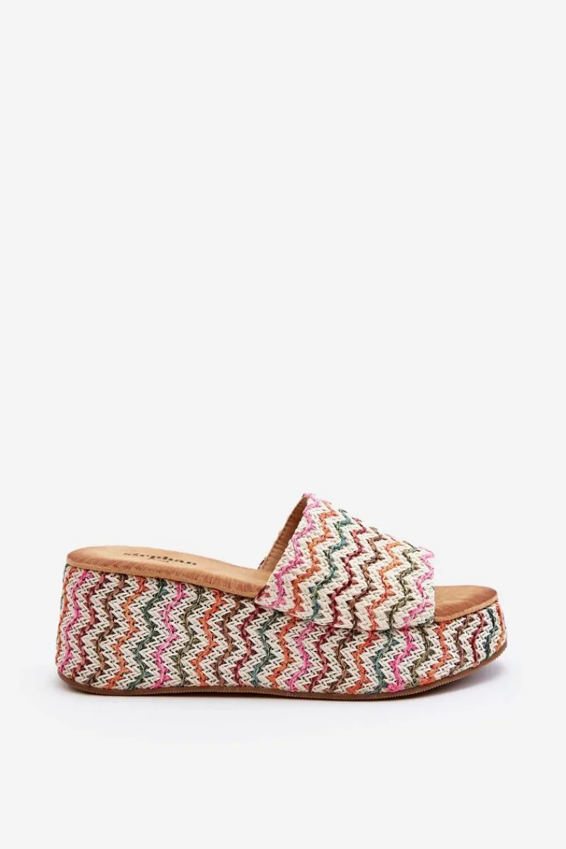 Sale Boto Damskie Klapki Na Koturnie Białe Vanarila