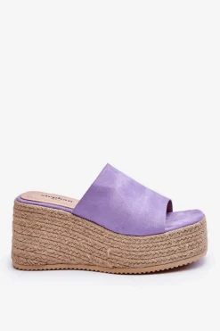 Discount Damskie Klapki Na Koturnie I Platformie Fioletowe Ysabel Damskie Klapki Na Koturnie|Klapki Na Platformie