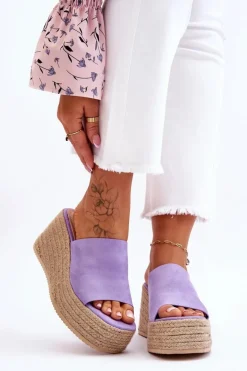 Discount Damskie Klapki Na Koturnie I Platformie Fioletowe Ysabel Damskie Klapki Na Koturnie|Klapki Na Platformie