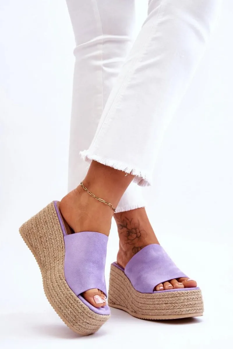 Discount Damskie Klapki Na Koturnie I Platformie Fioletowe Ysabel Damskie Klapki Na Koturnie|Klapki Na Platformie