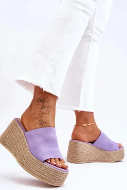 Discount Damskie Klapki Na Koturnie I Platformie Fioletowe Ysabel Damskie Klapki Na Koturnie|Klapki Na Platformie