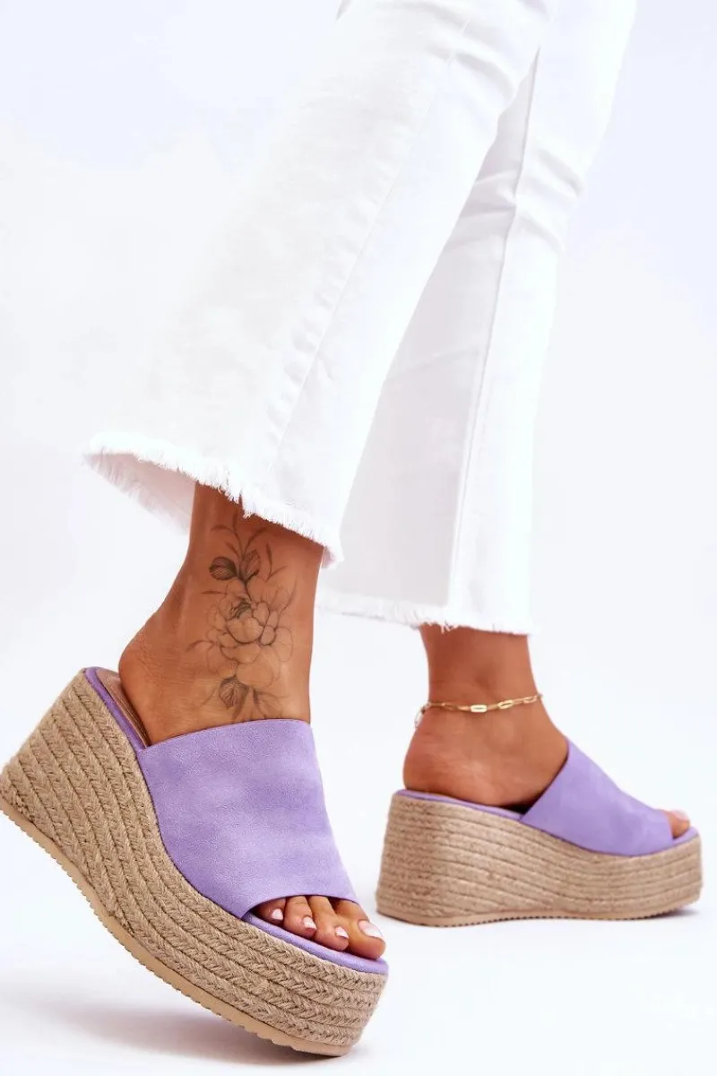 Discount Damskie Klapki Na Koturnie I Platformie Fioletowe Ysabel Damskie Klapki Na Koturnie|Klapki Na Platformie