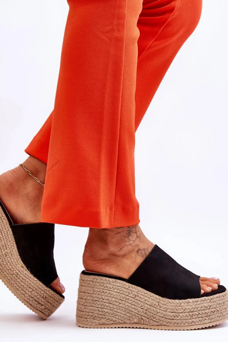 Best Boto Damskie Klapki Na Koturnie I Platformie Czarne Ysabel