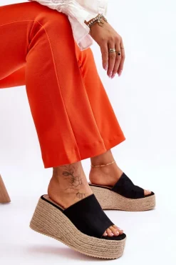 Best Boto Damskie Klapki Na Koturnie I Platformie Czarne Ysabel