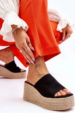 Best Boto Damskie Klapki Na Koturnie I Platformie Czarne Ysabel