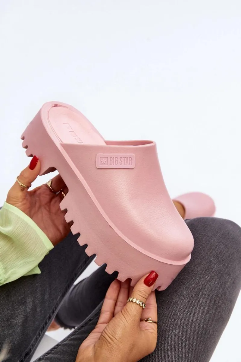 Klapki Damskie Big Star|Klapki Damskie Klasyczne>Big Star Shoes Damskie Klapki Na Masywnej Podeszwie Big Star NN274020 Różowe Różowy