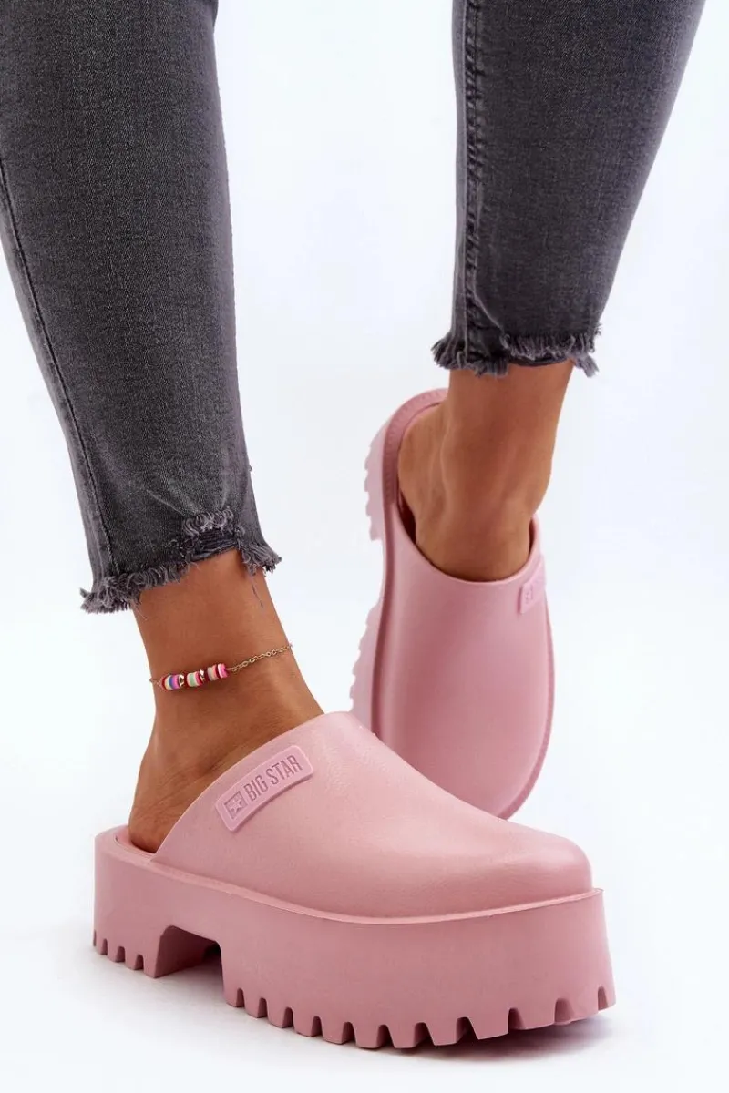 Klapki Damskie Big Star|Klapki Damskie Klasyczne>Big Star Shoes Damskie Klapki Na Masywnej Podeszwie Big Star NN274020 Różowe Różowy