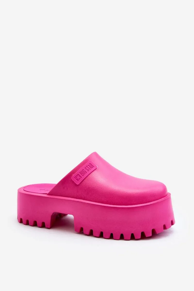 Klapki Damskie Big Star|Klapki Damskie Klasyczne>Big Star Shoes Damskie Klapki Na Masywnej Podeszwie Big Star NN274019 Fuksja Różowy