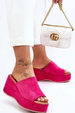 Clearance Boto Damskie Klapki Na Masywnej Platformie Fuksja Martina