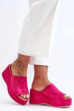 Clearance Boto Damskie Klapki Na Masywnej Platformie Fuksja Martina
