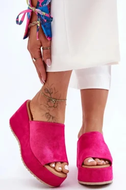 Clearance Boto Damskie Klapki Na Masywnej Platformie Fuksja Martina