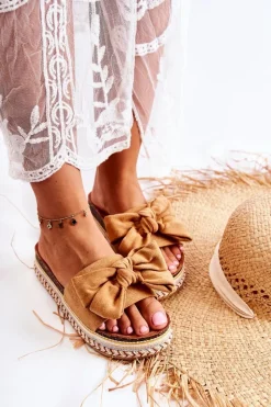 Best Damskie Klapki Na Masywnej Platformie Z Kokardą Camel Macardi Damskie Klapki Na Platformie|Klapki Damskie Klasyczne