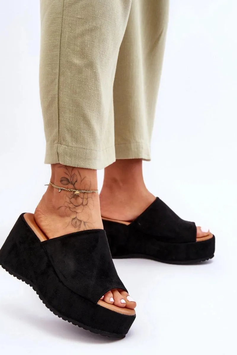 Klapki Na Koturnie|Klapki Na Platformie>Boto Damskie Klapki Na Masywnej Platformie Czarne Martina