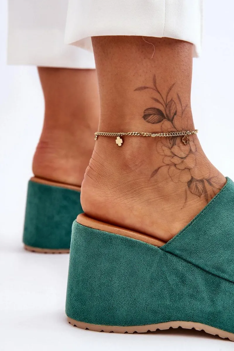 Klapki Na Koturnie|Klapki Na Platformie>Boto Damskie Klapki Na Masywnej Platformie Zielone Martina