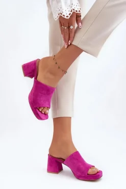 Sale Damskie Klapki Na Obcasie Fuksja Bralya Damskie Klapki Na Obcasie|Klapki Damskie Klasyczne