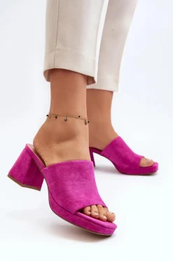 Sale Damskie Klapki Na Obcasie Fuksja Bralya Damskie Klapki Na Obcasie|Klapki Damskie Klasyczne