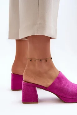 Sale Damskie Klapki Na Obcasie Fuksja Bralya Damskie Klapki Na Obcasie|Klapki Damskie Klasyczne