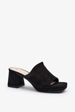 Best Boto Damskie Klapki Na Obcasie Czarne Bralya