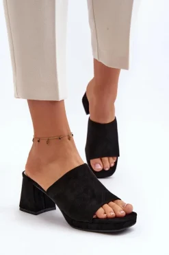 Best Boto Damskie Klapki Na Obcasie Czarne Bralya