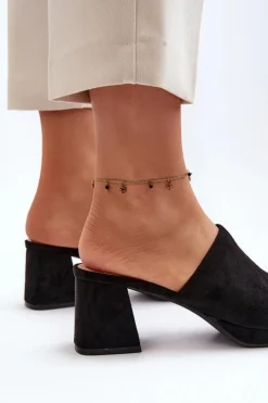 Best Boto Damskie Klapki Na Obcasie Czarne Bralya