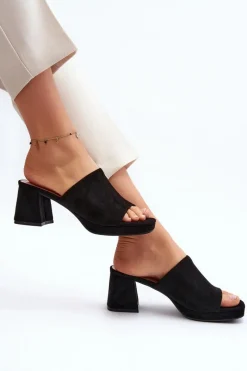 Best Boto Damskie Klapki Na Obcasie Czarne Bralya