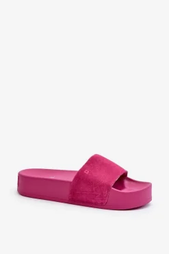 Hot Damskie Klapki Na Platformie Zamszowe Big Star NN274A672 Fuksja Damskie Klapki Damskie Big Star|Klapki Na Platformie