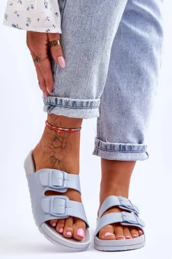 Sale Boto Damskie Klapki Na Platformie Niebieskie Vertigo