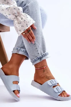 Sale Boto Damskie Klapki Na Platformie Niebieskie Vertigo