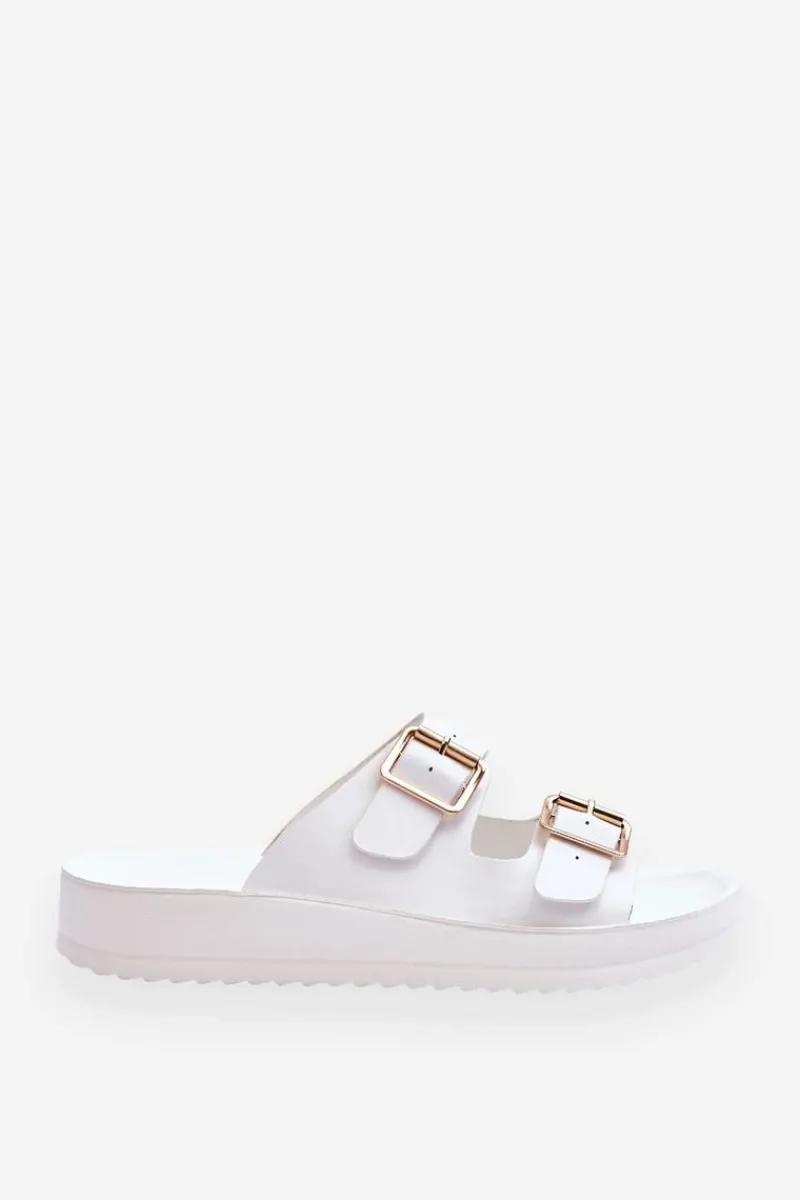 Sale Damskie Klapki Na Platformie Z Paskami Białe Clever Damskie Klapki Na Platformie|Klapki Damskie Klasyczne