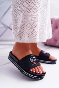 Klapki Na Platformie|Klapki Damskie Klasyczne>Damskie buty S.Barski Damskie Klapki Na Platformie S.Barski 802-10 Czarne