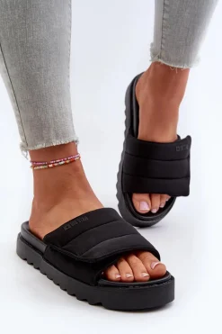 Online Damskie Klapki Na Platformie Big Star NN274772 Czarne Damskie Klapki Damskie Big Star|Klapki Na Platformie