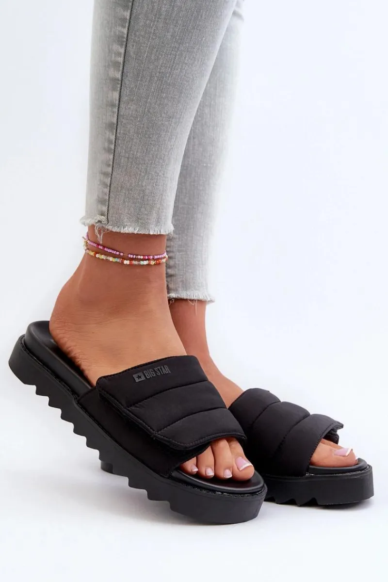 Online Damskie Klapki Na Platformie Big Star NN274772 Czarne Damskie Klapki Damskie Big Star|Klapki Na Platformie