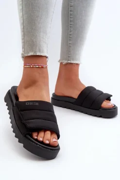 Online Damskie Klapki Na Platformie Big Star NN274772 Czarne Damskie Klapki Damskie Big Star|Klapki Na Platformie