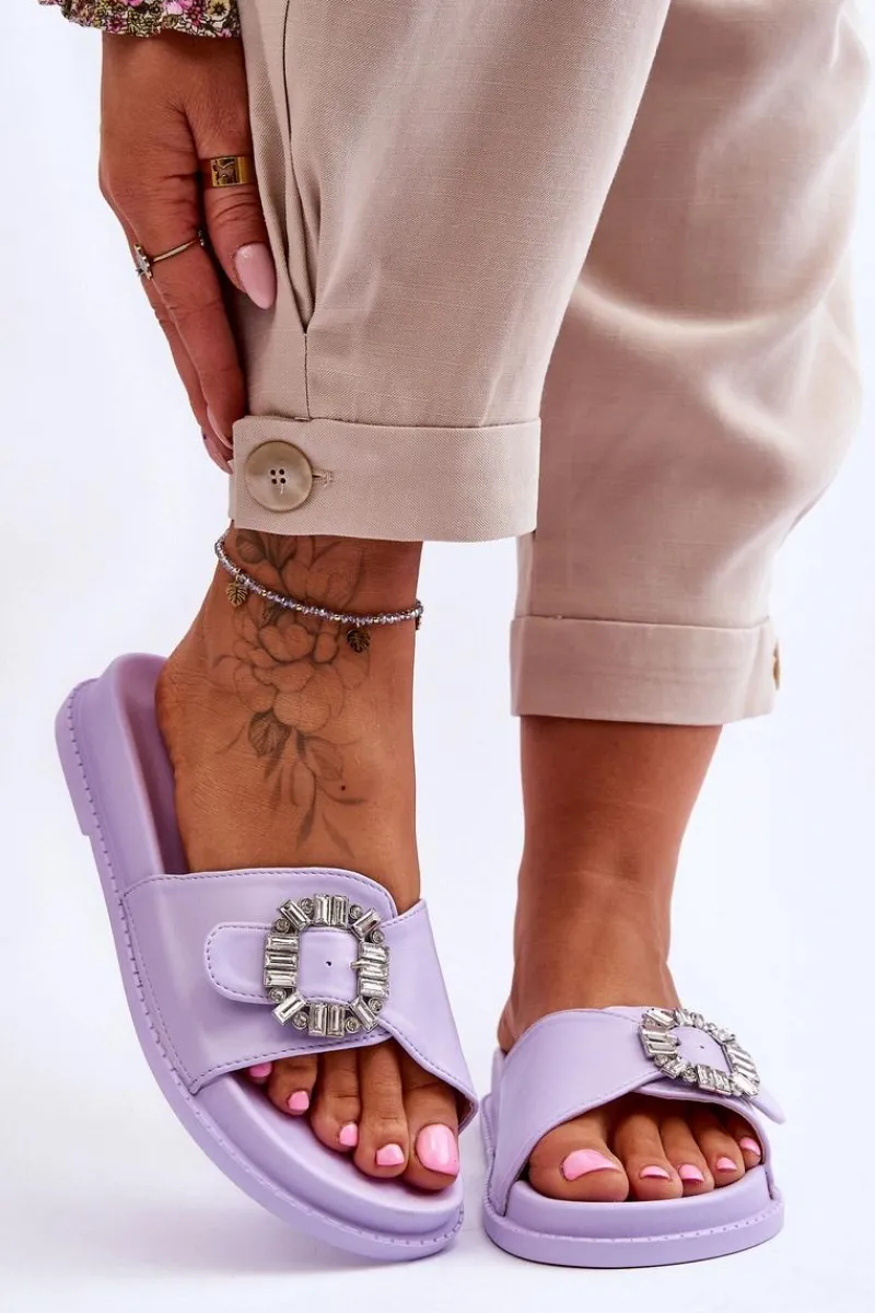 Online Boto Damskie Klapki Na Platformie Z Ozdobą Fioletowe Beneca