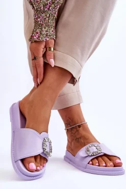 Online Boto Damskie Klapki Na Platformie Z Ozdobą Fioletowe Beneca