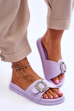 Online Boto Damskie Klapki Na Platformie Z Ozdobą Fioletowe Beneca