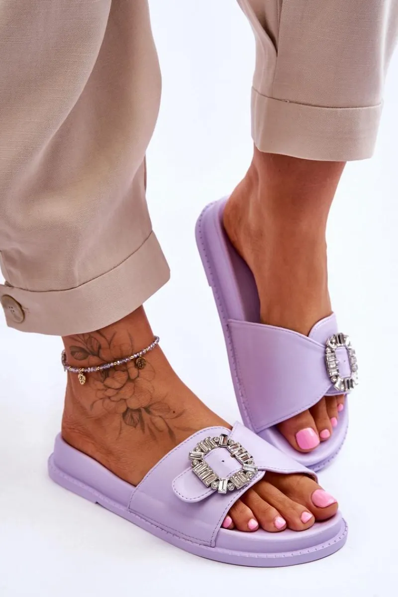 Online Boto Damskie Klapki Na Platformie Z Ozdobą Fioletowe Beneca