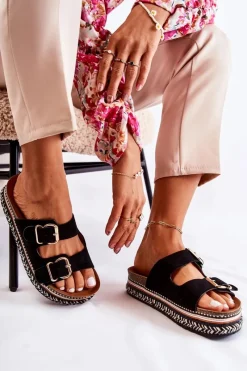 Sale Boto Damskie Klapki Na Platformie Czarne Melisa