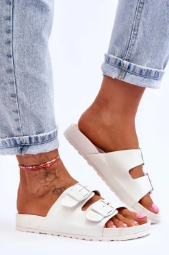 Best Boto Damskie Klapki Na Platformie Białe Vertigo