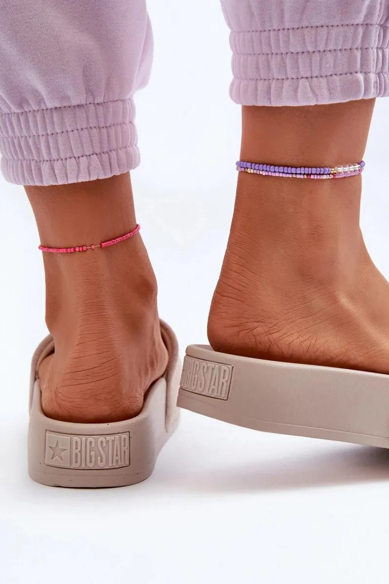 Big Star Shoes Damskie Klapki Na Platformie Zamszowe Big Star NN274A671 Beżowe Beżowy