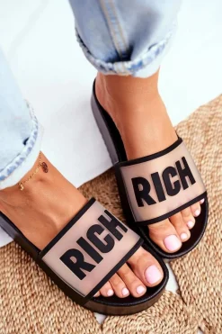 New Boto Damskie Klapki Na Platformie Czarne RICH