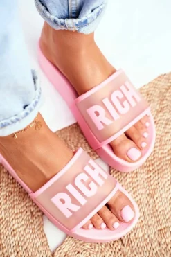 New Damskie Klapki Na Platformie Różowe RICH Damskie Klapki Sportowe|Klapki Na Platformie