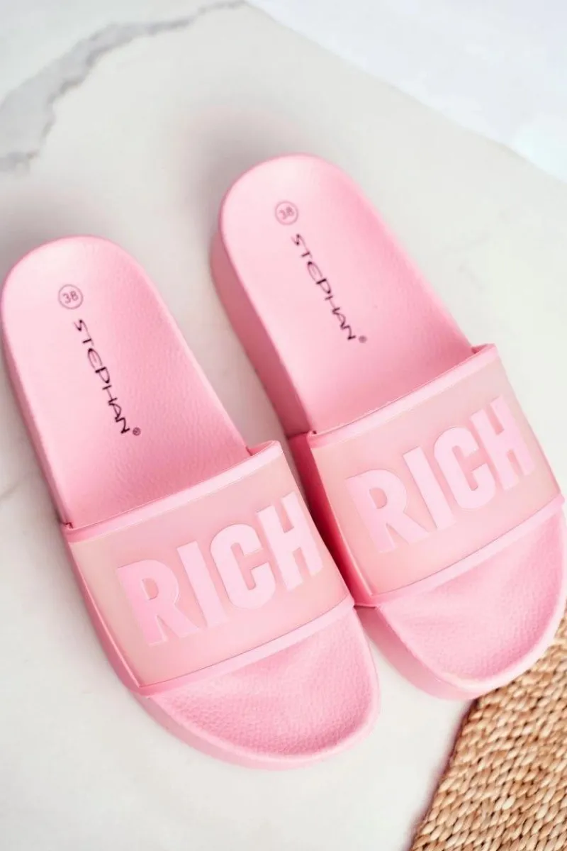 New Damskie Klapki Na Platformie Różowe RICH Damskie Klapki Sportowe|Klapki Na Platformie