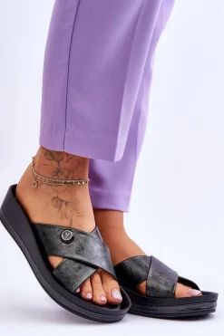 Klapki Na Platformie|Klapki Damskie Klasyczne>Buty damskie Vinceza Damskie Klapki Na Platformie Z Ozdobą Czarne Brooklyn