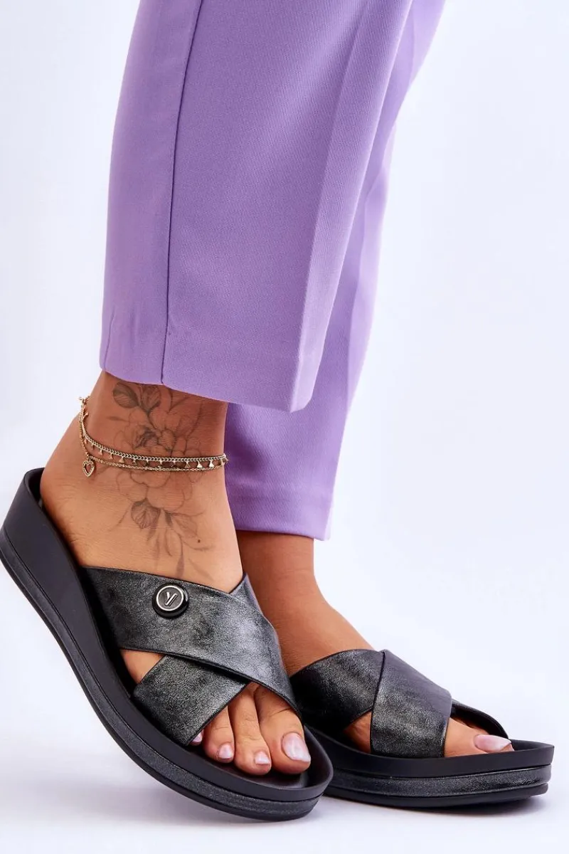 Klapki Na Platformie|Klapki Damskie Klasyczne>Buty damskie Vinceza Damskie Klapki Na Platformie Z Ozdobą Czarne Brooklyn