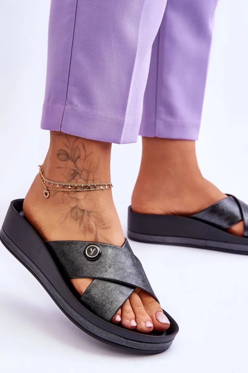 Klapki Na Platformie|Klapki Damskie Klasyczne>Buty damskie Vinceza Damskie Klapki Na Platformie Z Ozdobą Czarne Brooklyn