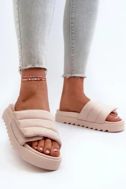 Klapki Damskie Big Star|Klapki Na Platformie>Big Star Shoes Damskie Klapki Na Platformie Big Star NN274773 Beżowe Beżowy