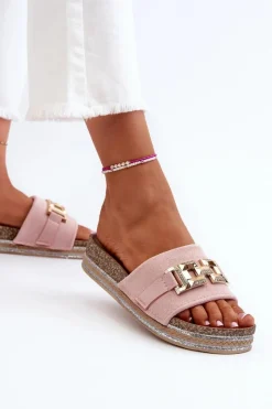 Best Damskie Klapki Na Platformie Z Ozdobą Różowe Vapireta Damskie Klapki Na Platformie|Klapki Damskie Klasyczne