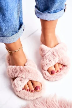 Best Damskie Klapki Papcie Futrzane Jasny Brąz Cozy Time Damskie Kapcie Klasyczne